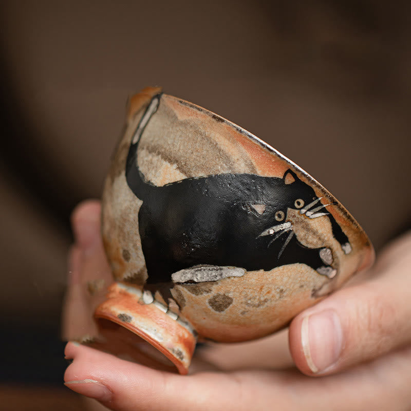 60ml Ceramic Cat Teacup for Zen Decor & Meditation