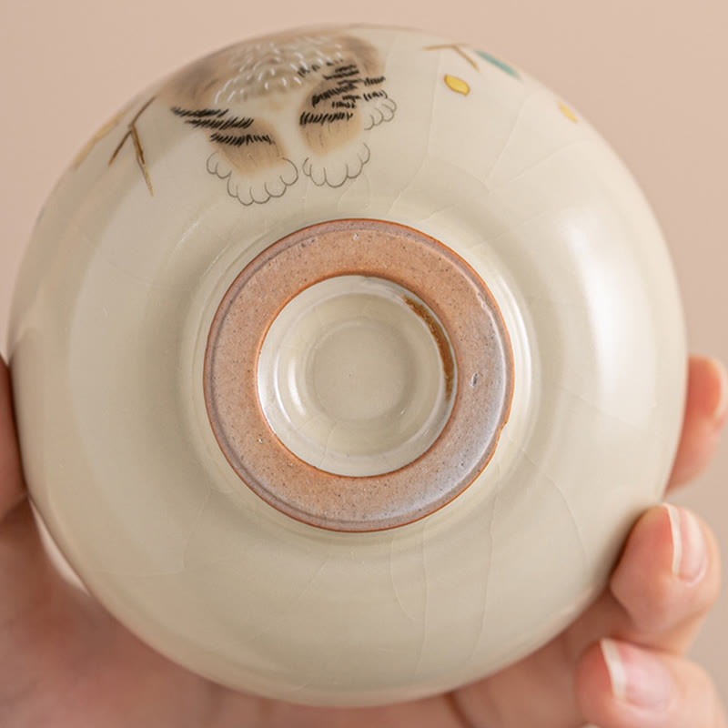 Ceramic Cat & Rabbit Kung Fu Tea Cups for Zen Decor