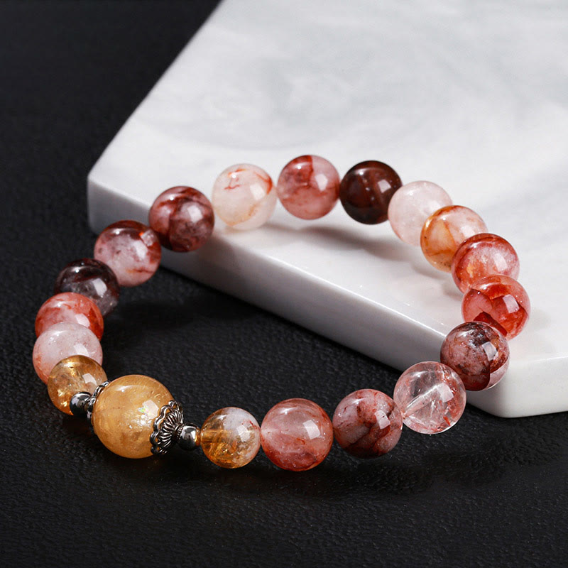 10mm Red Hematoid Quartz Balance Bead Bracelet