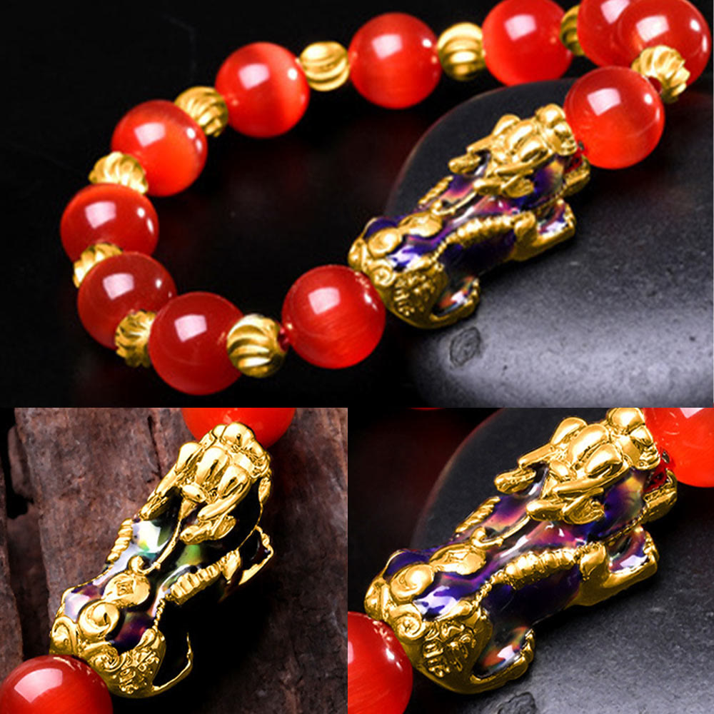 Color Change PiXiu Bracelet with Chrysoberyl Cats Eye