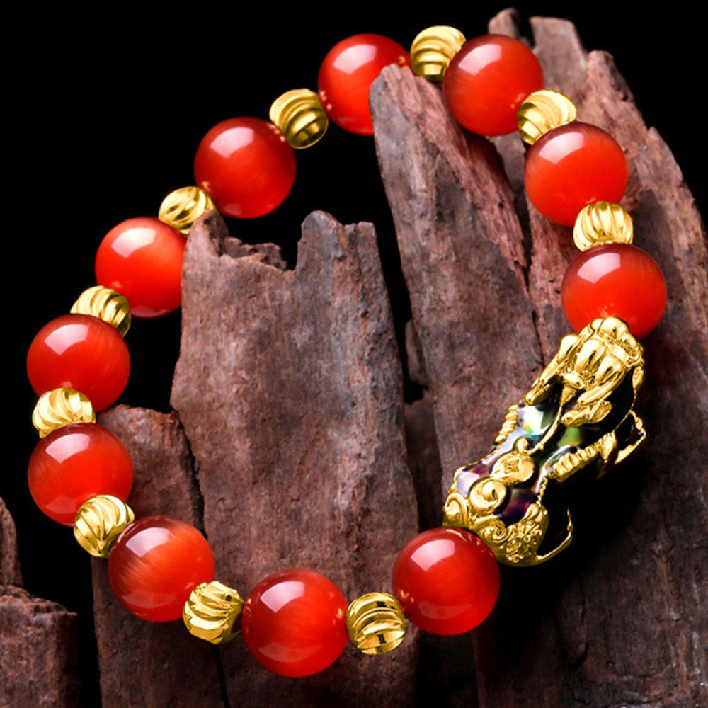 Color Change PiXiu Bracelet with Chrysoberyl Cats Eye