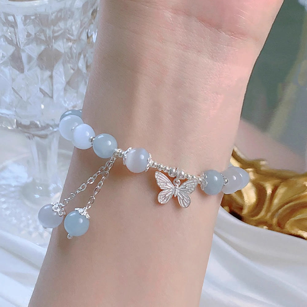 Support Aquamarine Butterfly Chakra Bracelet Healing Sounds