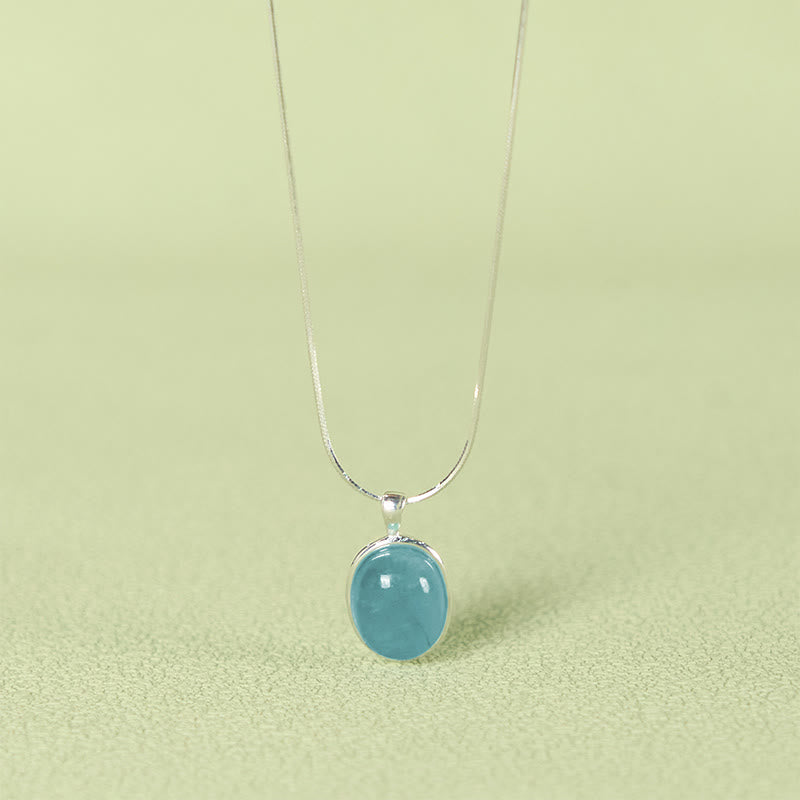 Authentic Sterling Silver Aquamarine Necklace for Peace