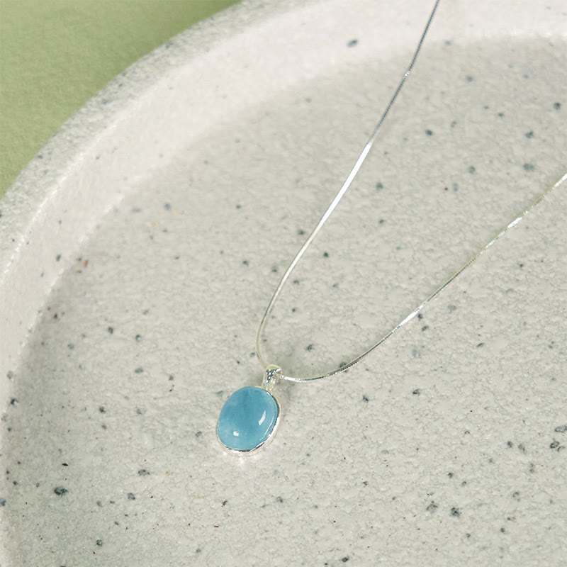 Authentic Sterling Silver Aquamarine Healing Necklace for Peace