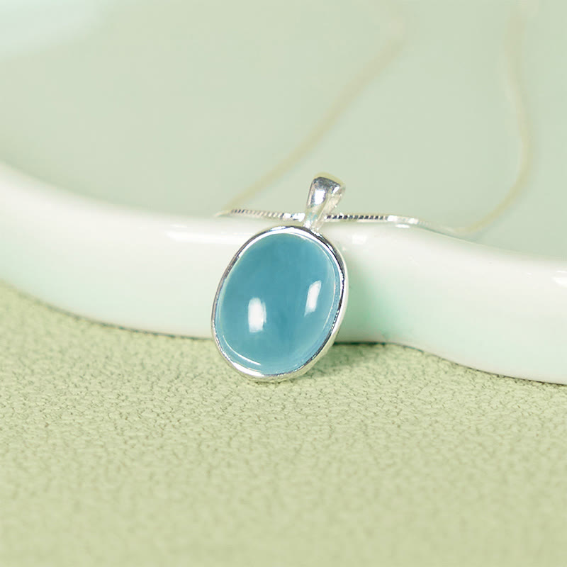 Authentic Sterling Silver Aquamarine Necklace for Peace