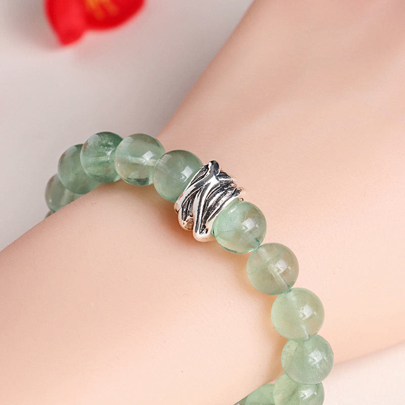 10mm Green Fluorite Bracelet with Moon & Star Charms