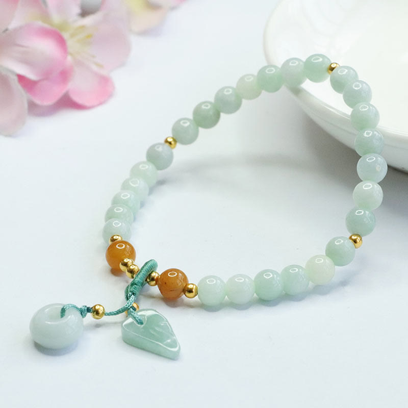 6mm Jade Peace Buckle Bracelet for Prosperity and Abundance