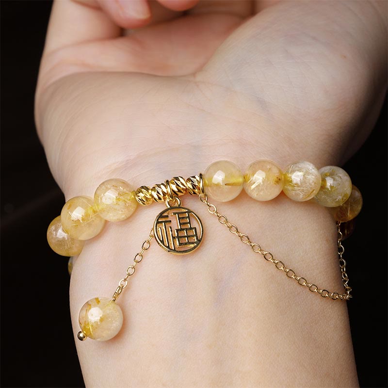 Citrine Bracelet with Fu Character for Happiness & Prosperity