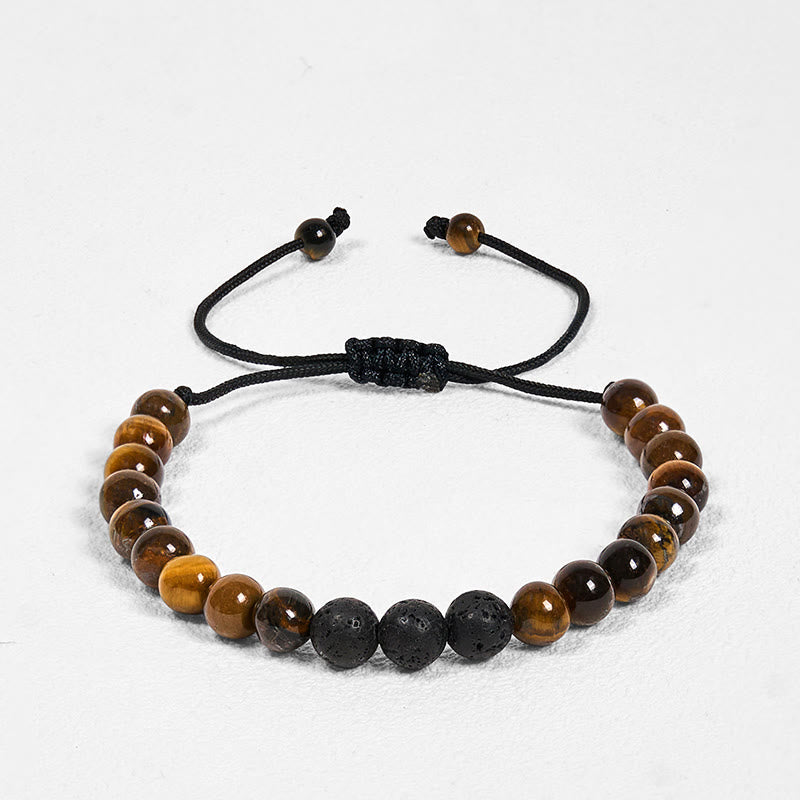 3Pcs Tiger Eye and Lava Rock Bracelet Set for Protection
