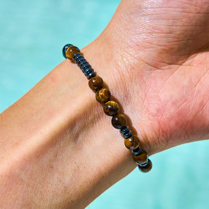 3Pcs Tiger Eye and Lava Rock Bracelet Set for Protection