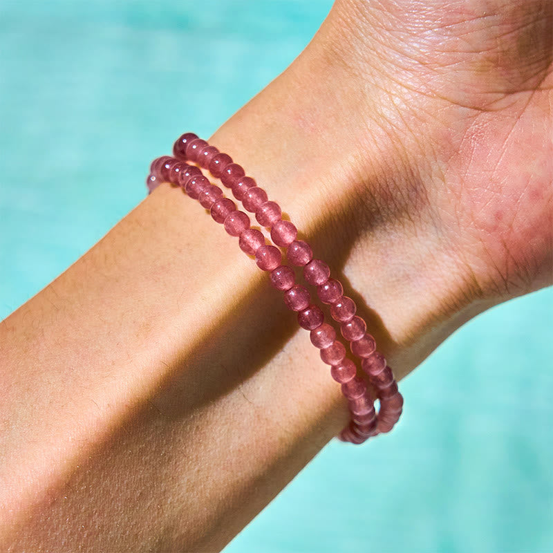 14-16cm Strawberry Quartz Positive Double Wrap Bracelet