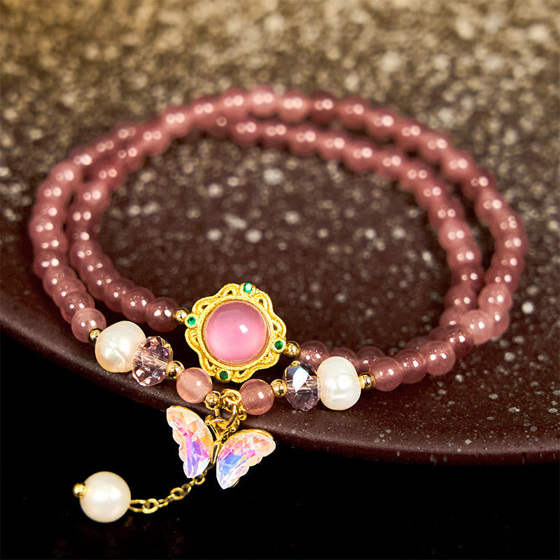 14-16cm Strawberry Quartz Double Wrap Bracelet