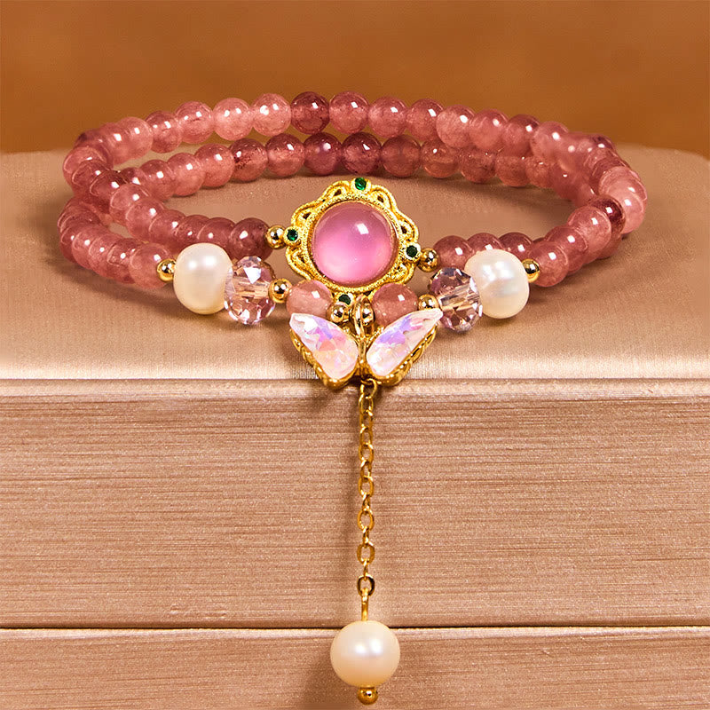14-16cm Strawberry Quartz Double Wrap Bracelet
