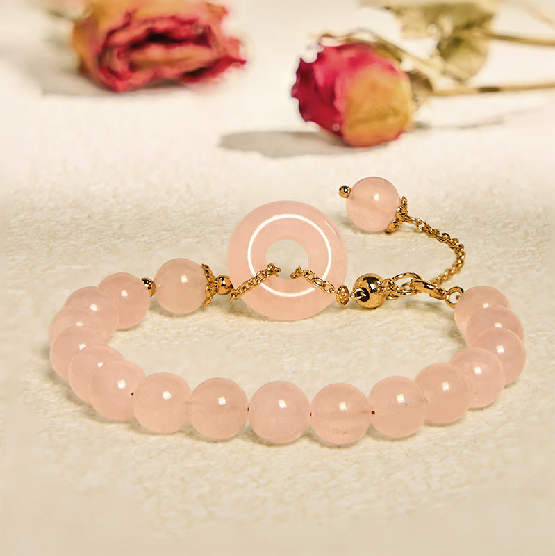 8mm Pink Crystal Bracelet with Peace Buckle