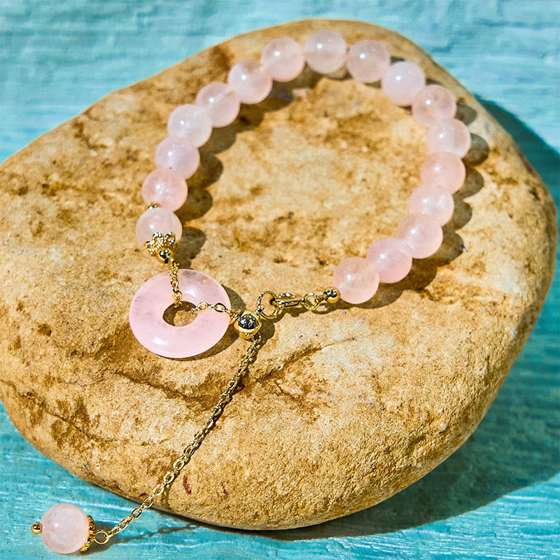 8mm Pink Crystal Self-Acceptance Bracelet with Peace Buckle