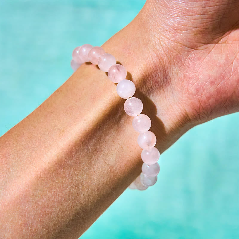 8mm Pink Crystal Self-Acceptance Bracelet with Peace Buckle