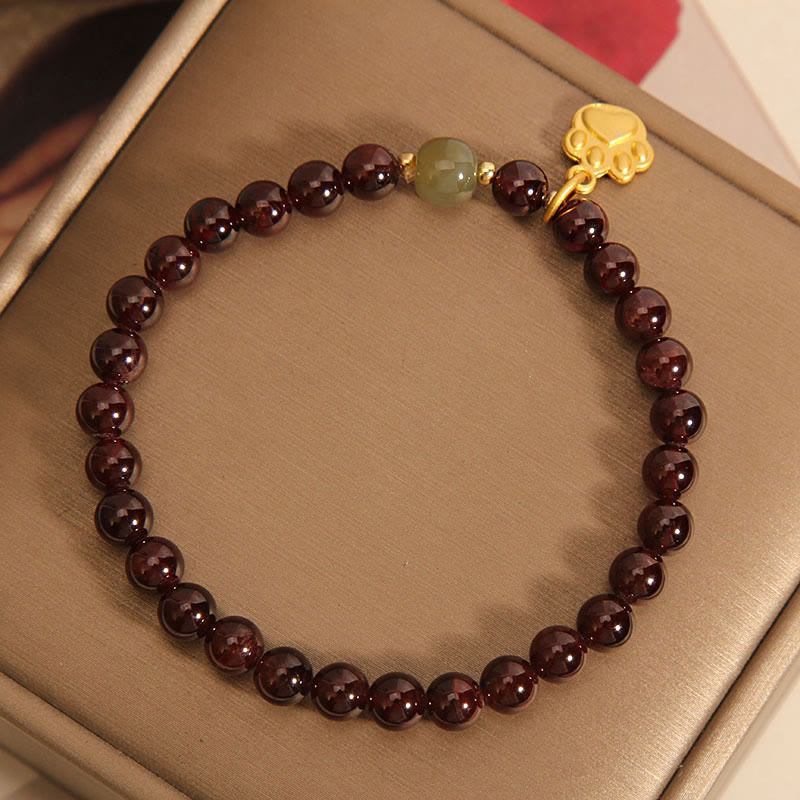 Garnet & Hetian Jade Bracelet for Calm and Balance