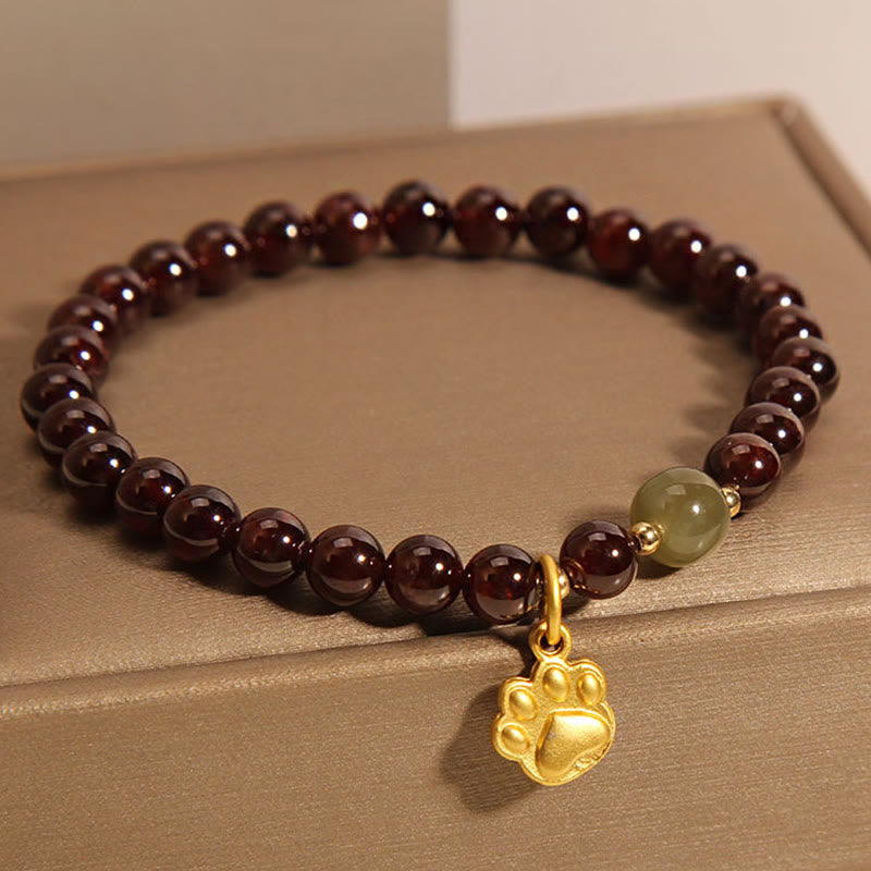 Garnet & Hetian Jade Bracelet for Calm and Balance