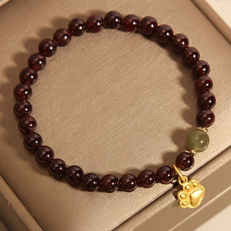 Garnet & Hetian Jade Bracelet for Calm and Balance