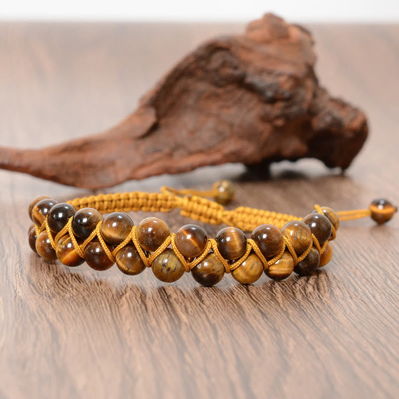 6mm Tiger Eye and Cinnabar Unisex Bracelet