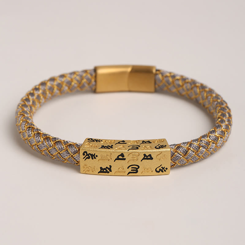 15cm Blue Om Mani Padme Hum Rope Bracelet for Protection and Luck