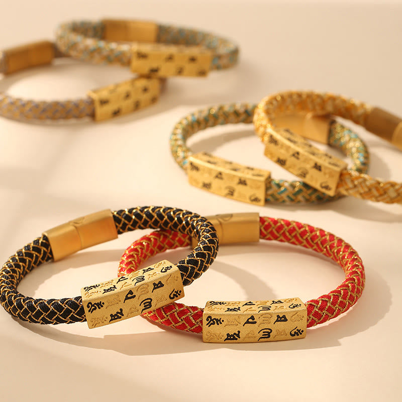 15cm Blue Om Mani Padme Hum Rope Bracelet for Protection and Luck