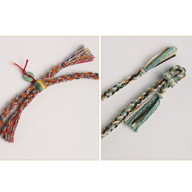 Unisex Lava Rock Fu Character Luck Braided Bracelet