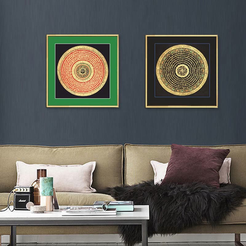 27cm Tibetan Thangka Painting with Six True Words Scripture Meditation Decor