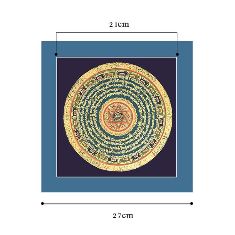 27cm Tibetan Thangka Painting with Six True Words Scripture Meditation Decor