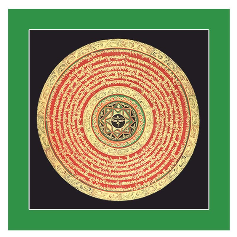 27cm Tibetan Thangka Painting with Six True Words Scripture Meditation Decor