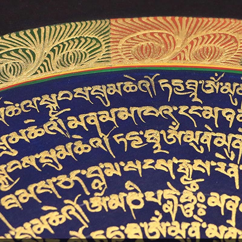 27cm Tibetan Thangka Painting with Six True Words Scripture Meditation Decor
