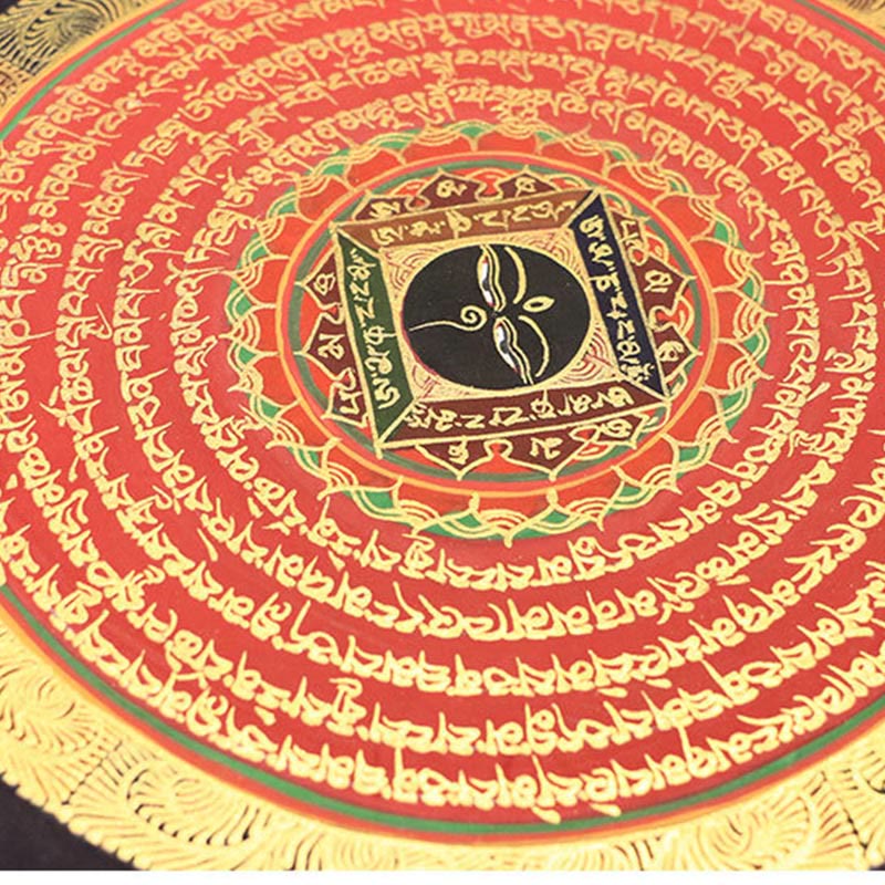 27cm Tibetan Thangka Painting with Six True Words Scripture Meditation Decor