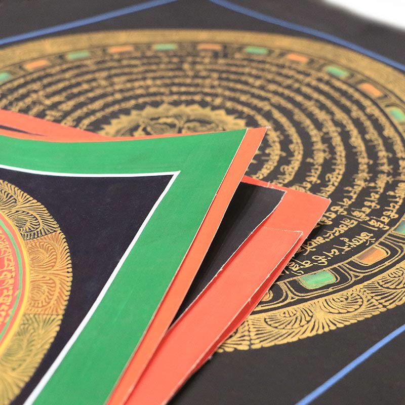 27cm Tibetan Thangka Painting with Six True Words Scripture Meditation Decor