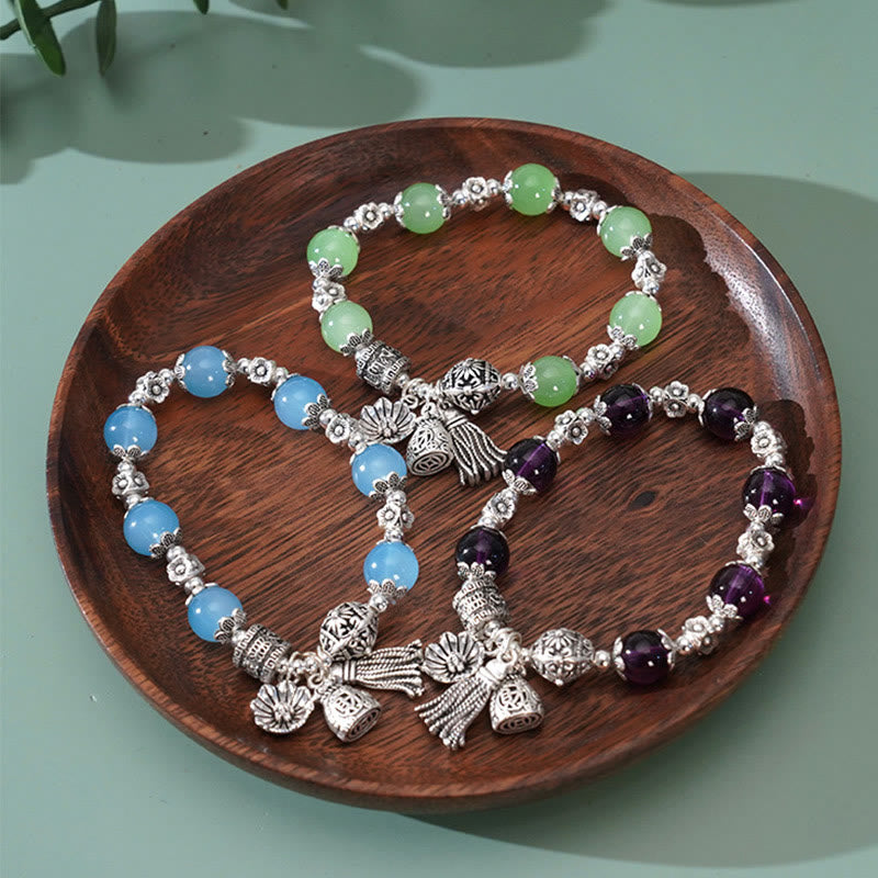 Amethyst & Multi Crystal Lotus Bracelet