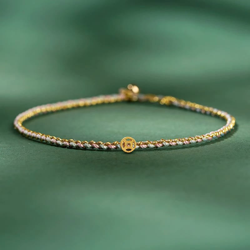 Colorful Luck Coin Rope Bracelet 14-15cm Healing Sounds