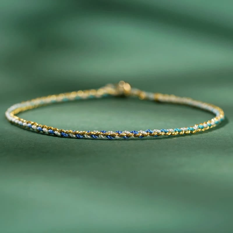 Colorful Luck Coin Rope Bracelet 14-15cm Healing Sounds