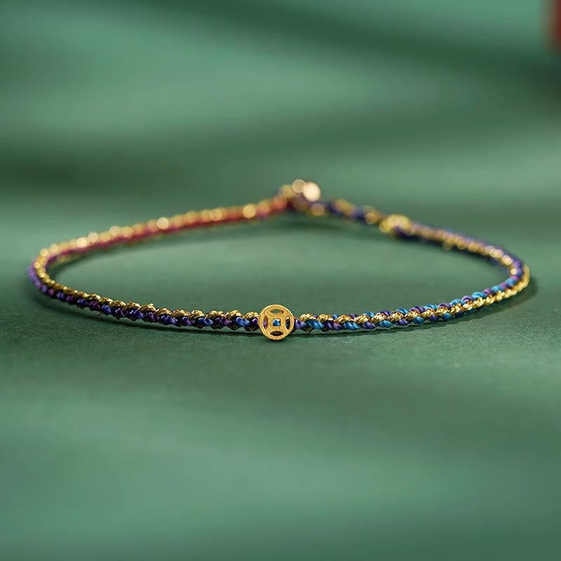 Colorful Luck Coin Rope Bracelet 14-15cm Healing Sounds