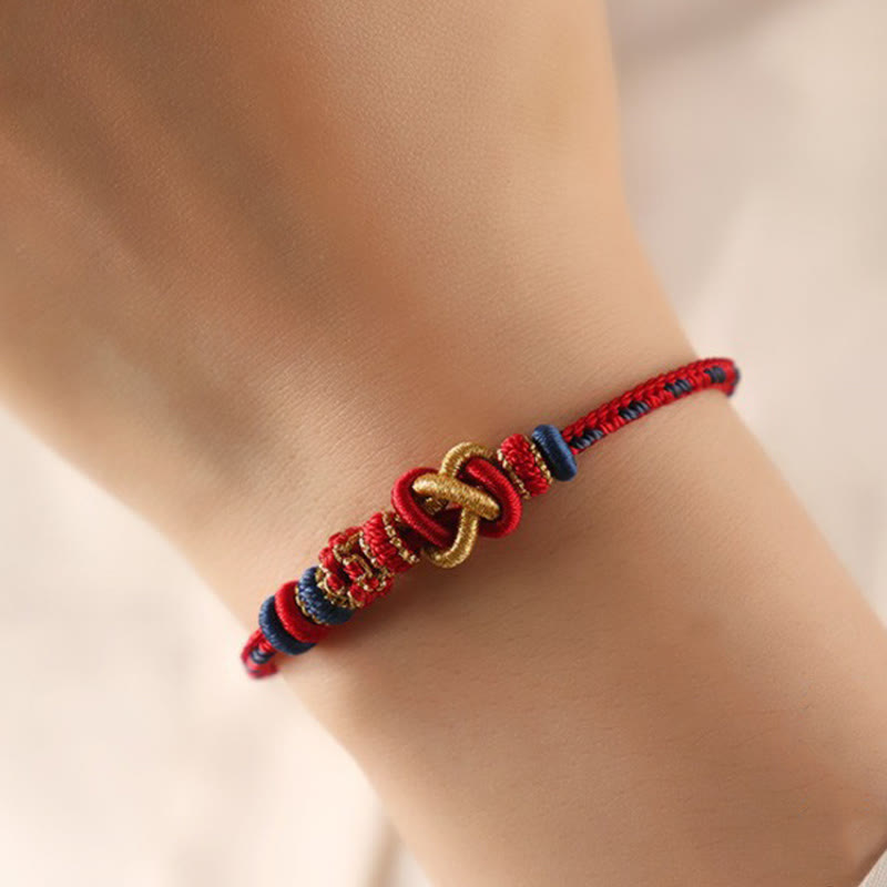 Adjustable Colorful String Peace Knot Bracelet for Protection and Luck