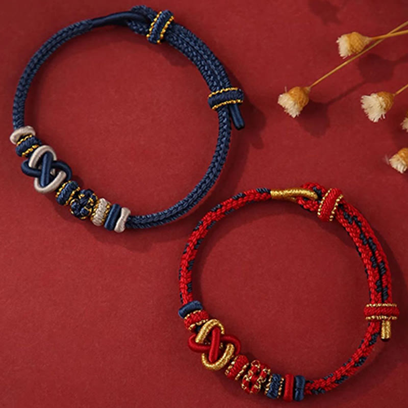 Adjustable Colorful String Peace Knot Bracelet for Protection and Luck