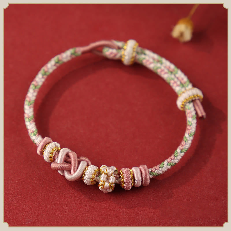 Adjustable Colorful String Peace Knot Bracelet for Protection and Luck