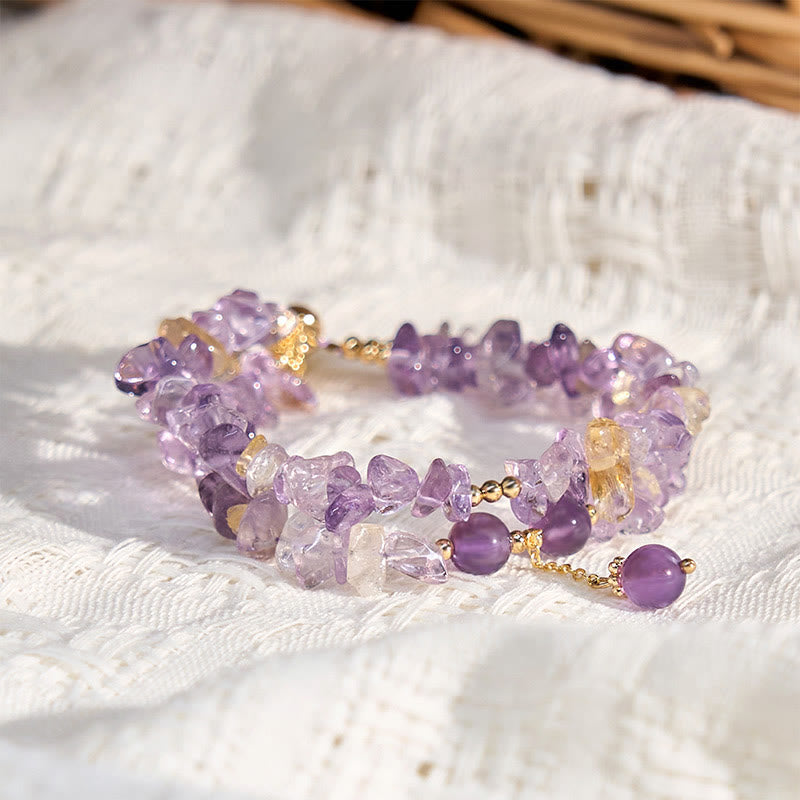 15-16cm Amethyst Citrine Double Layer Meditation Bracelet