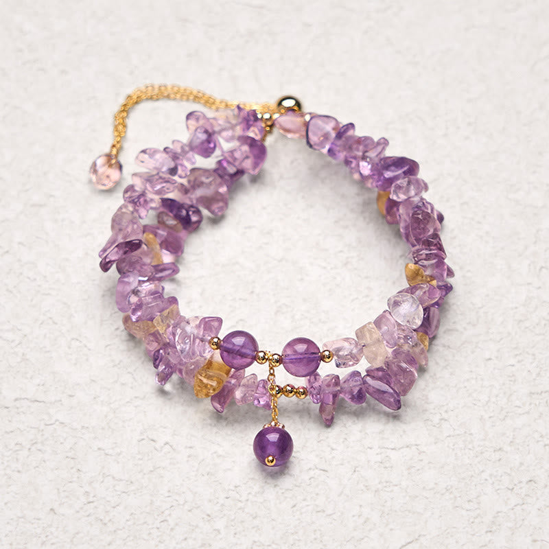 15-16cm Amethyst Citrine Double Layer Meditation Bracelet