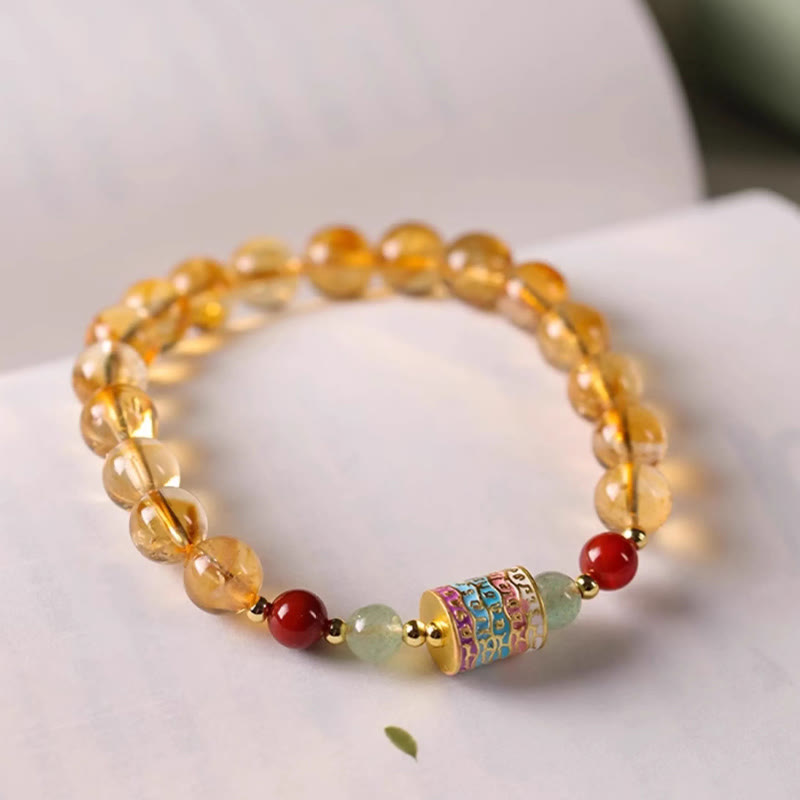 8mm Citrine Prayer Wheel Bracelet for Creativity