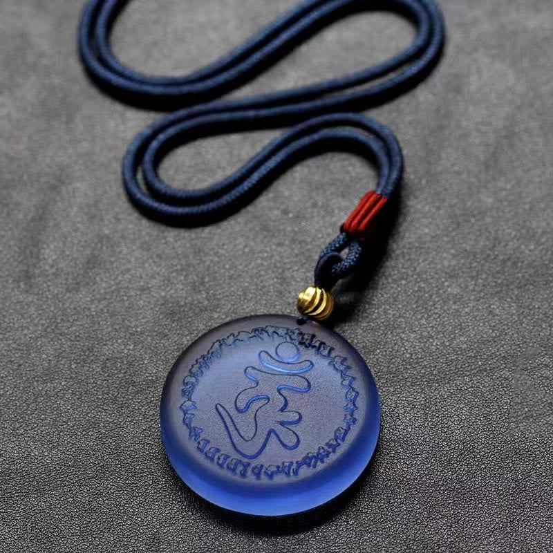 Liuli Crystal Necklace with Shurangama Mantra Pendant