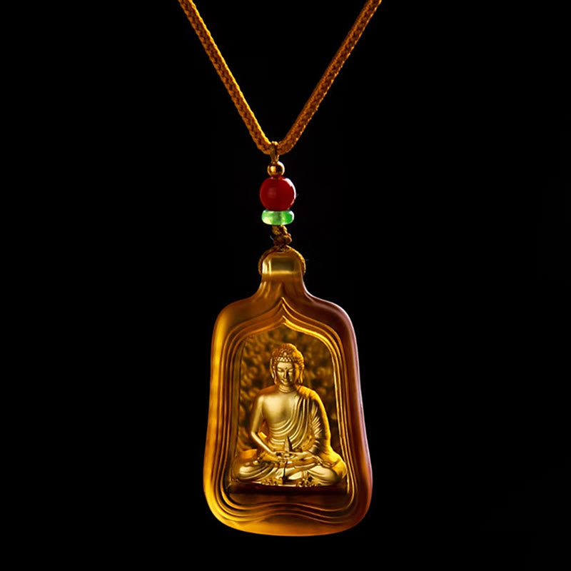 Liuli Tibetan Medicine Buddha Compassion Necklace 48mm