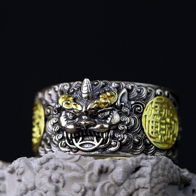 925 Sterling Silver Pixiu Feng Shui Wealth Ring