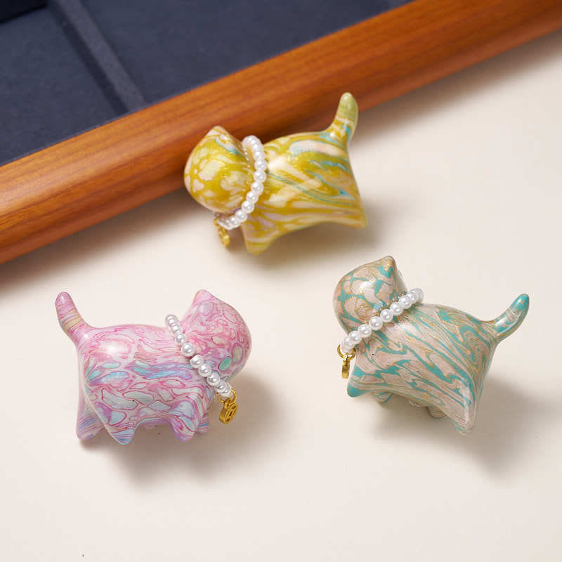 Sandalwood Mini Cat Lacquer Craft Zen Decor 48mm