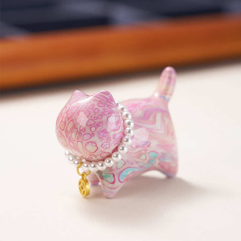 Sandalwood Mini Cat Lacquer Craft Zen Decor 48mm