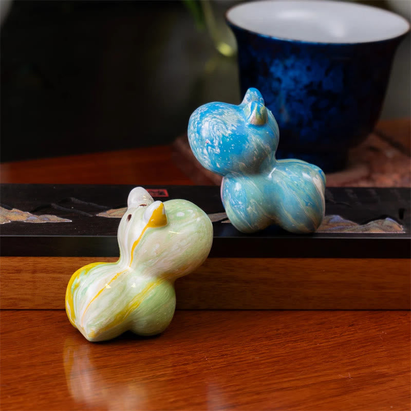 Sandalwood Mini Dog Lacquer Craft Zen Decor 1.77in (4.5cm)