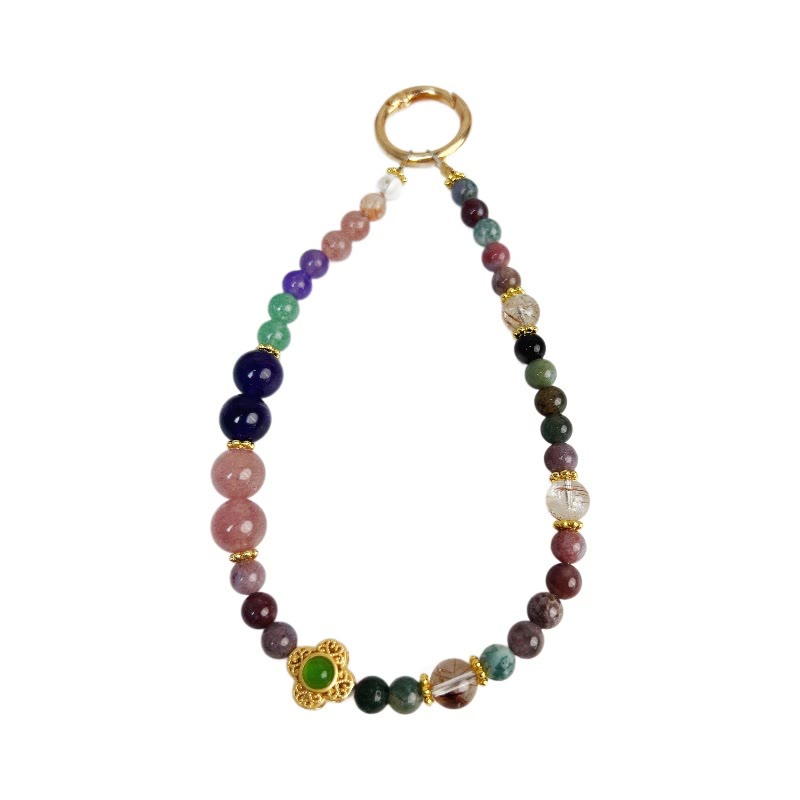 Tourmaline Amethyst Strawberry Quartz Car Hanging Charm